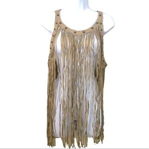 Fringe Studded Trim Boho Dress One of Kind Piece O/S